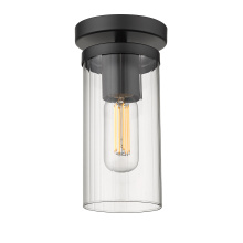 Golden 7011-SF BLK-CLR - Golden Lighting Winslett 1-light Semi-Flush Mount in Matte Black